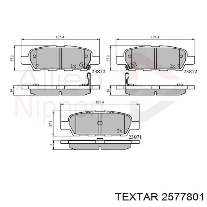 Compre 2577801 Textar Sapatas do freio traseiras de disco