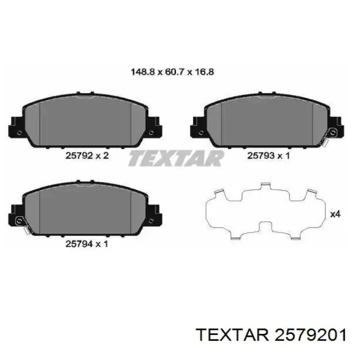 2579201 Textar Sapatas do freio dianteiras de disco