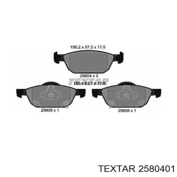 2580401 Textar Sapatas do freio dianteiras de disco
