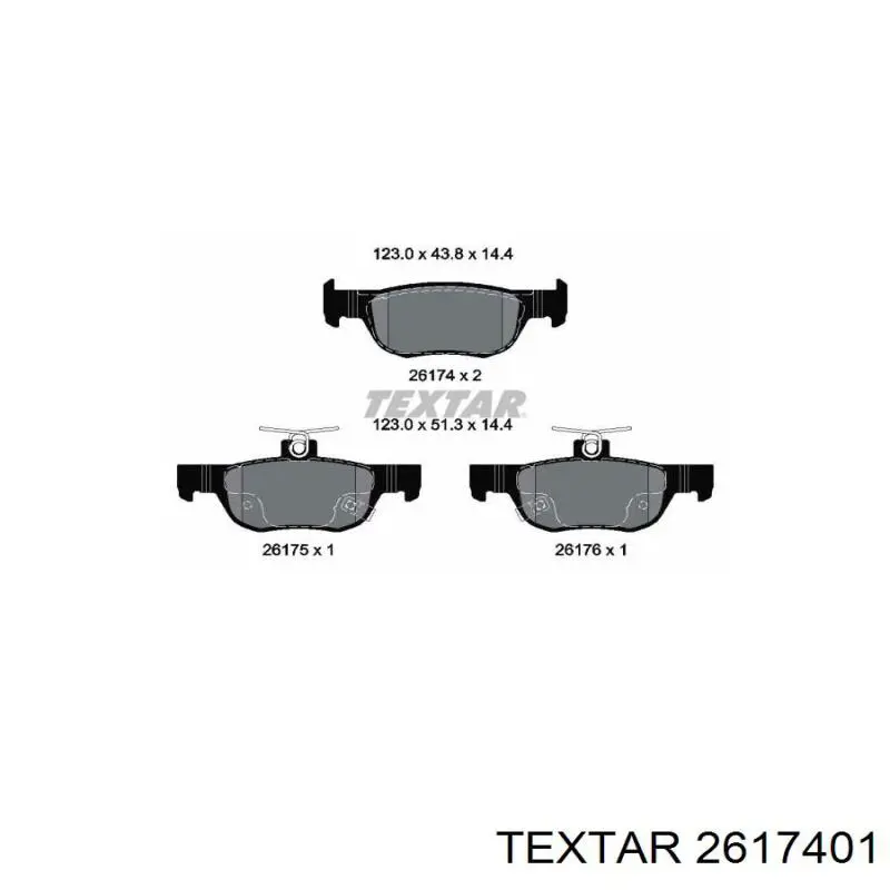 2617401 Textar Sapatas do freio traseiras de disco