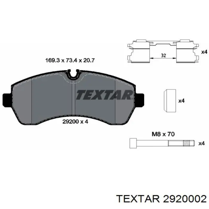 Compre 2920002 Textar Sapatas do freio dianteiras de disco