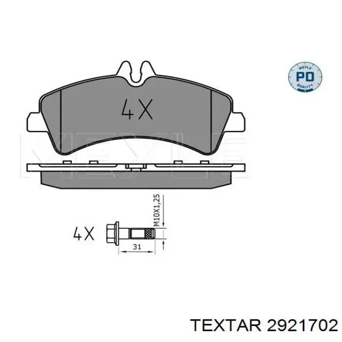 Compre 2921702 Textar Sapatas do freio traseiras de disco