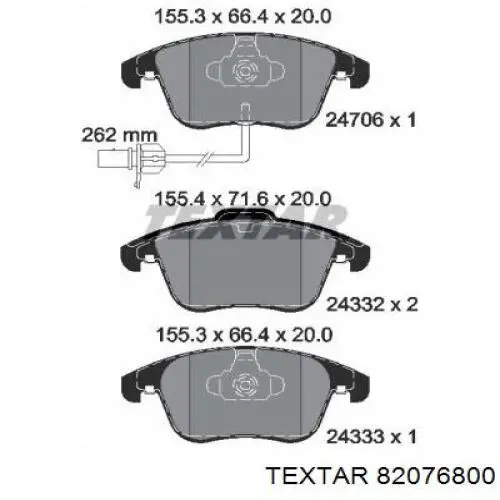 Compre 82076800 Textar Kit de molas de fixação de sapatas de disco dianteiras
