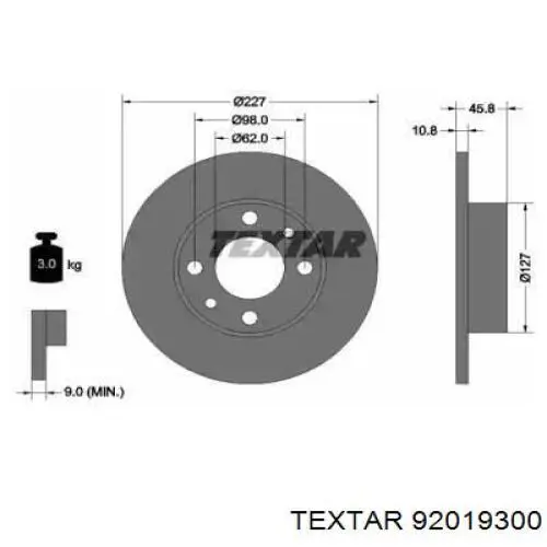 Compre 92019300 Textar Disco do freio dianteiro
