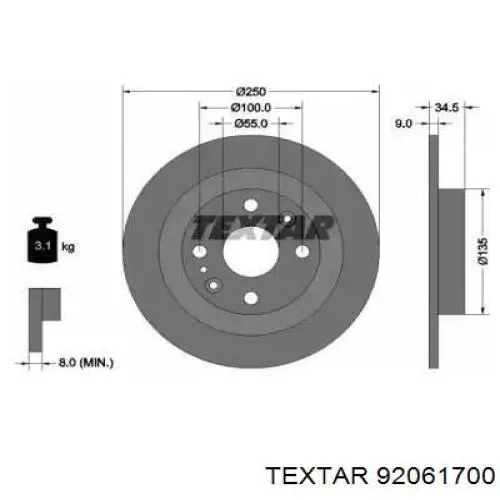 Compre 92061700 Textar Disco do freio traseiro