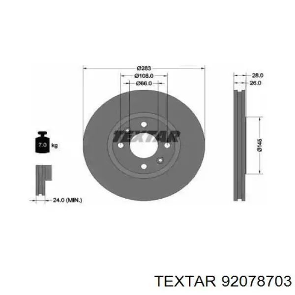 Compre 92078703 Textar Disco do freio dianteiro