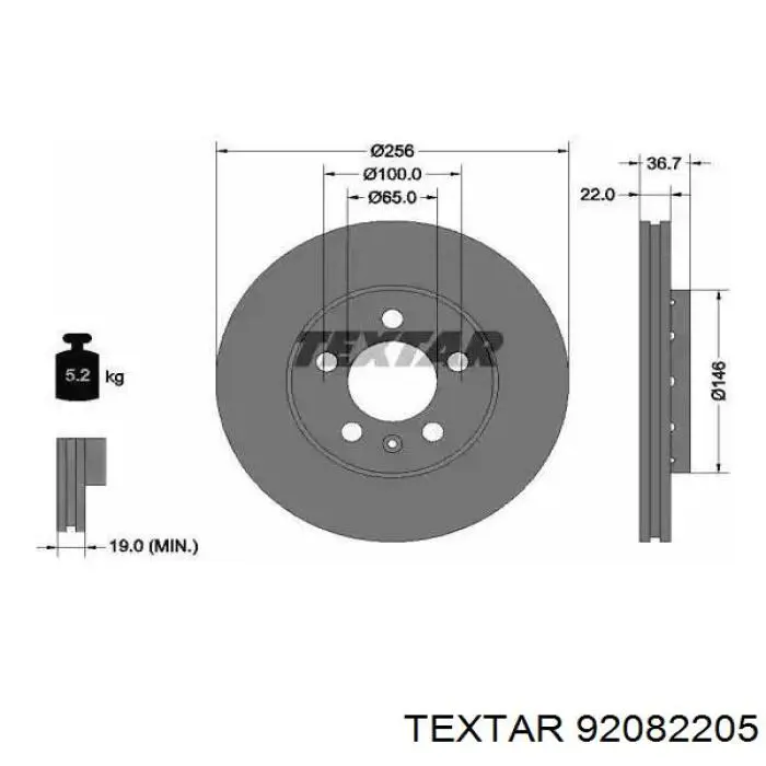 92082205 Textar Disco do freio dianteiro