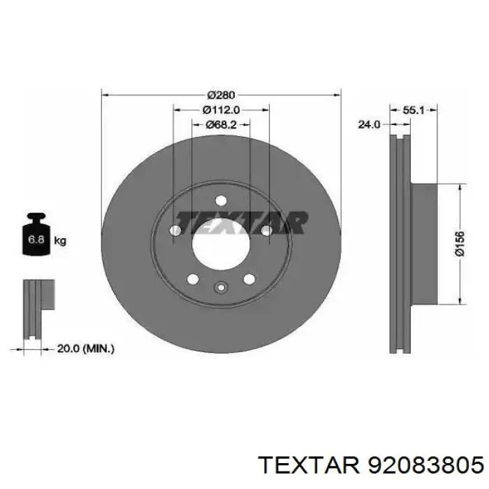 92083805 Textar Disco do freio dianteiro