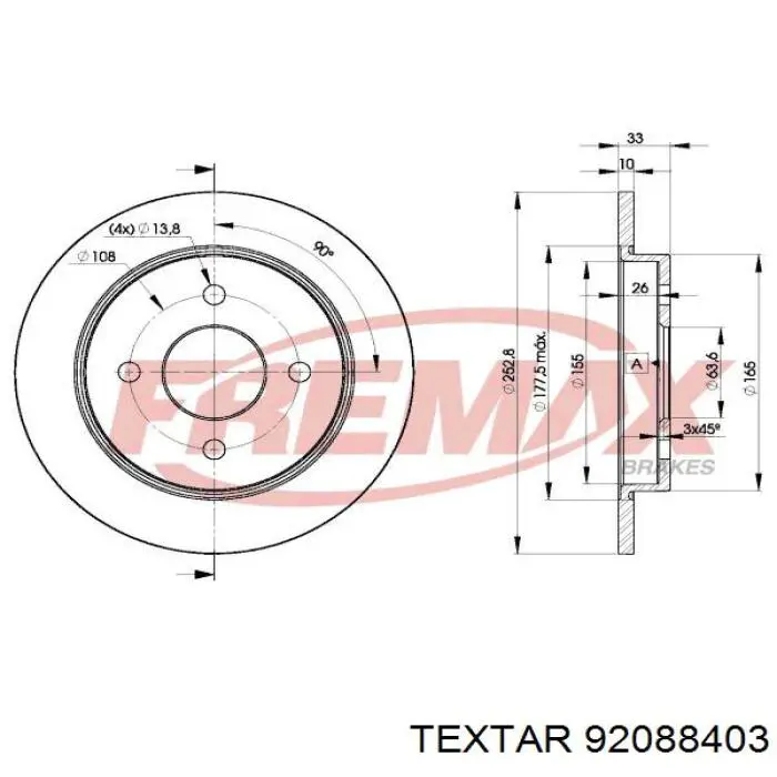 Compre 92088403 Textar Disco do freio traseiro