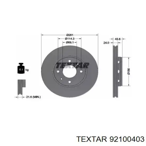 92100403 Textar Disco do freio dianteiro