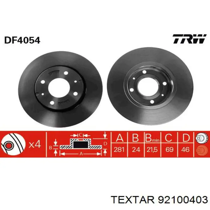 Compre 92100403 Textar Disco do freio dianteiro