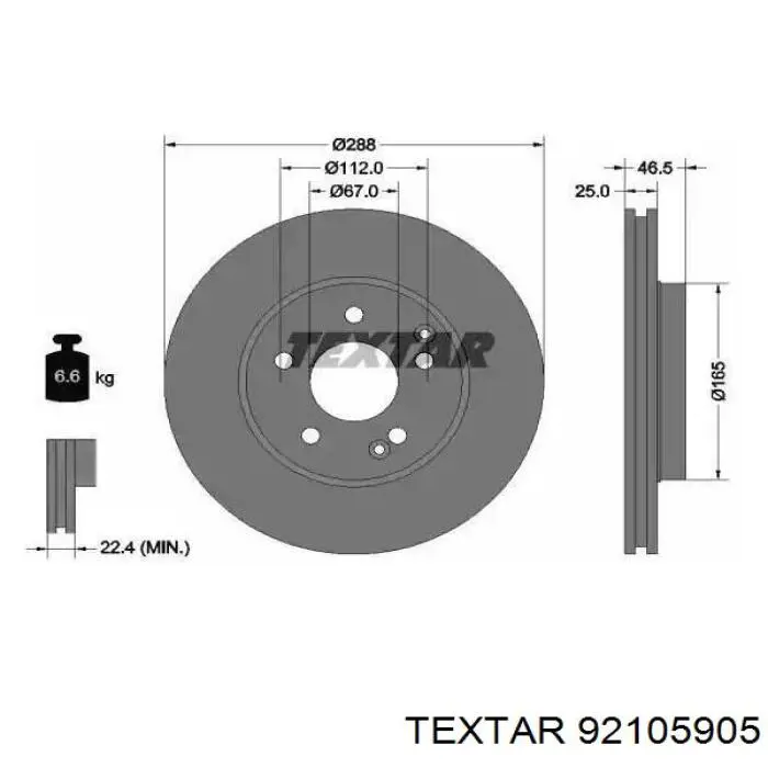 92105905 Textar Disco do freio dianteiro