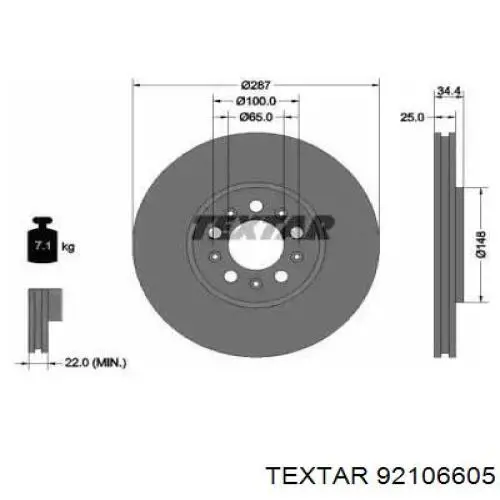92106605 Textar Disco do freio dianteiro