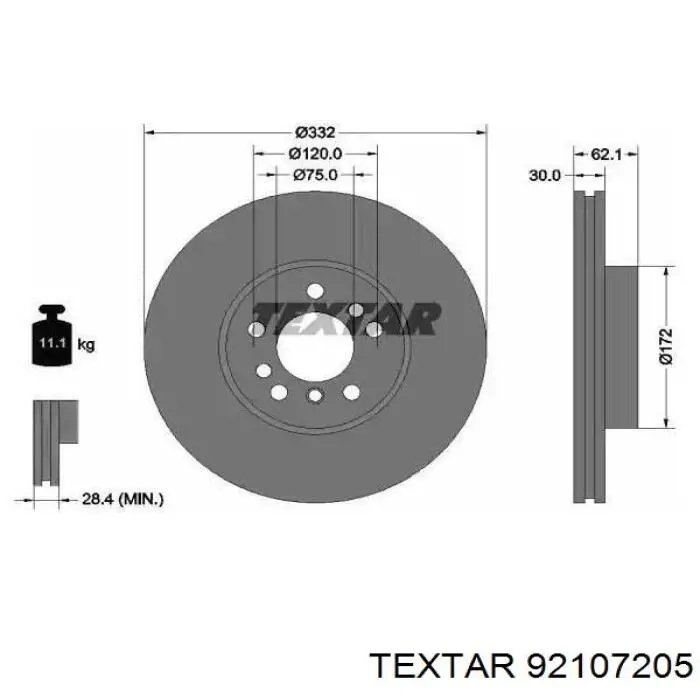 92107205 Textar Disco do freio dianteiro