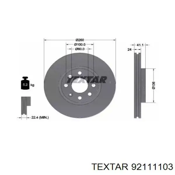 92111103 Textar Disco do freio dianteiro