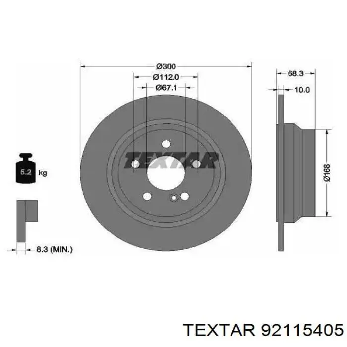 92115405 Textar Disco do freio traseiro