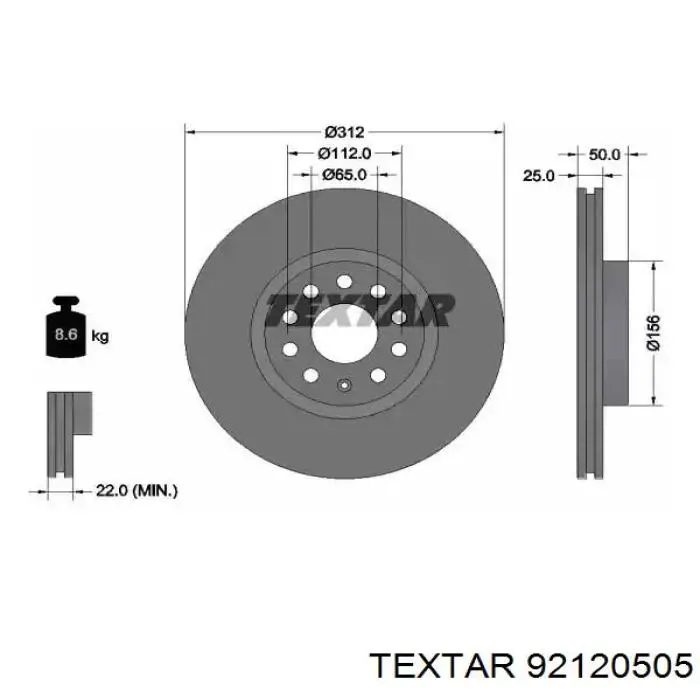 92120505 Textar Disco do freio dianteiro