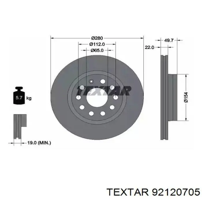 92120705 Textar Disco do freio dianteiro