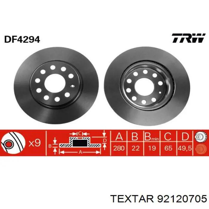 Compre 92120705 Textar Disco do freio dianteiro