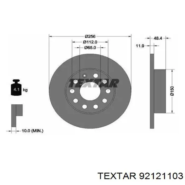 92121103 Textar Disco do freio traseiro