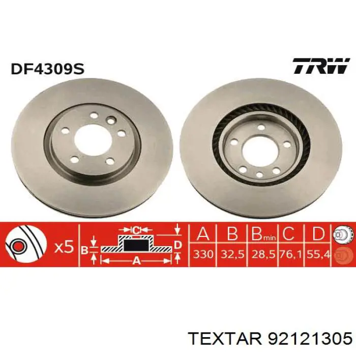 Compre 92121305 Textar Disco do freio dianteiro