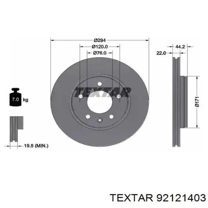 92121403 Textar Disco do freio traseiro