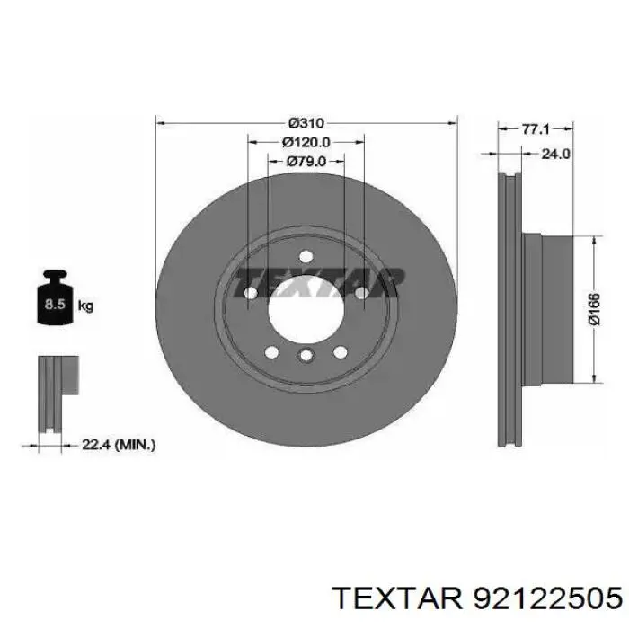 92122505 Textar Disco do freio dianteiro