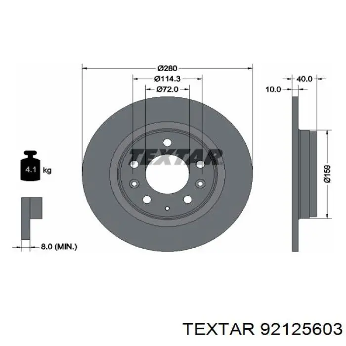 92125603 Textar Disco do freio traseiro