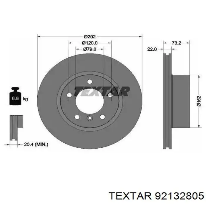 92132805 Textar Disco do freio dianteiro