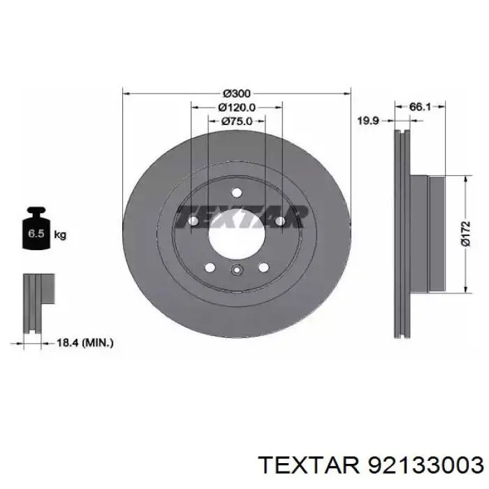 92133003 Textar Disco do freio traseiro
