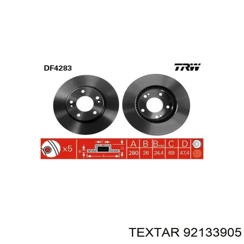 Compre 92133905 Textar Disco do freio dianteiro