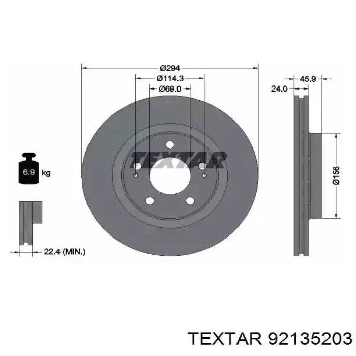 92135203 Textar Disco do freio dianteiro