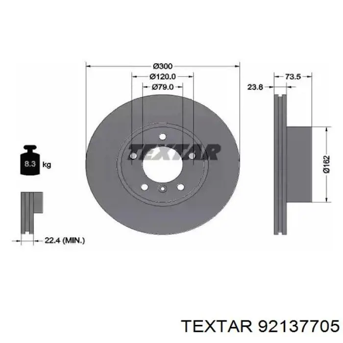 92137705 Textar Disco do freio dianteiro