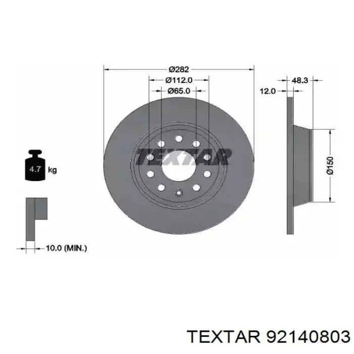 92140803 Textar Disco do freio traseiro