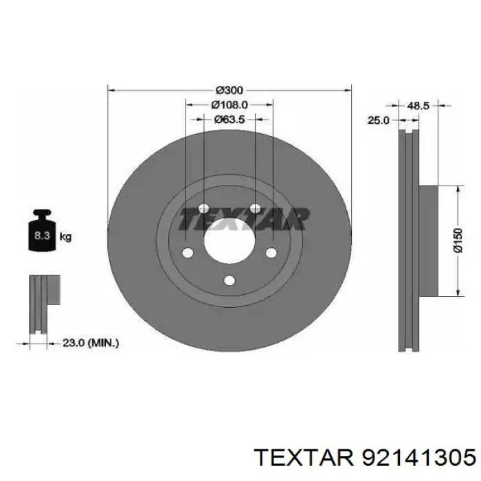 92141305 Textar Disco do freio dianteiro