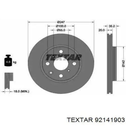 92141903 Textar Disco do freio dianteiro