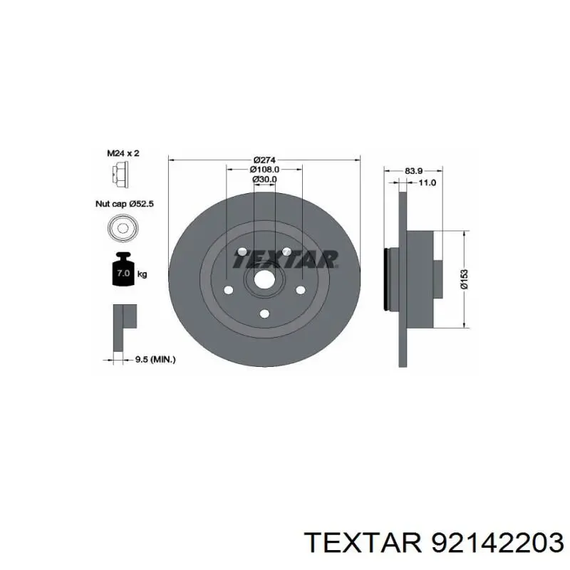 92142203 Textar Disco do freio traseiro
