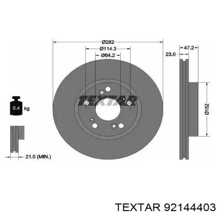 92144403 Textar Disco do freio dianteiro