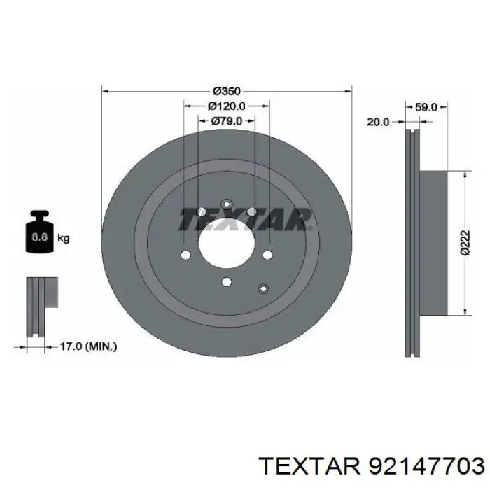 92147703 Textar Disco do freio traseiro