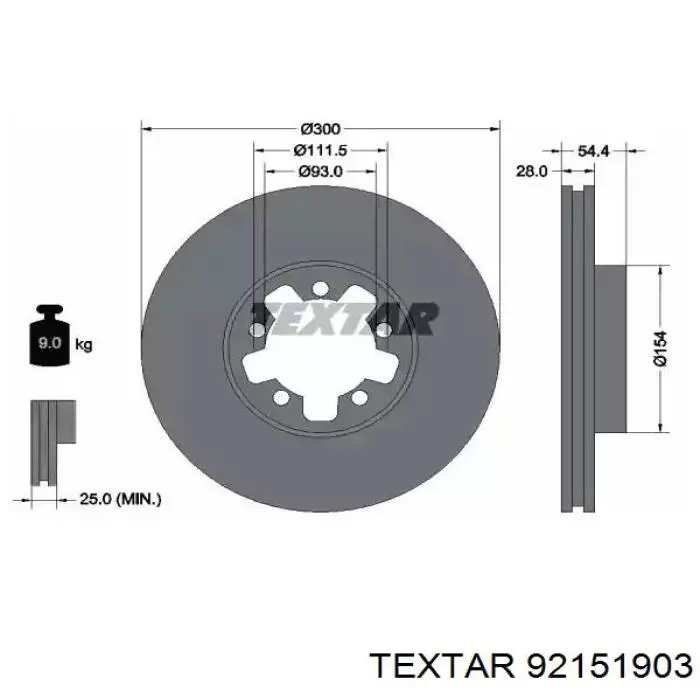 92151903 Textar Disco do freio dianteiro