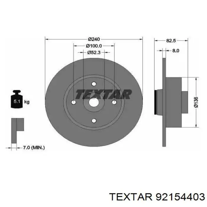 92154403 Textar Disco do freio traseiro