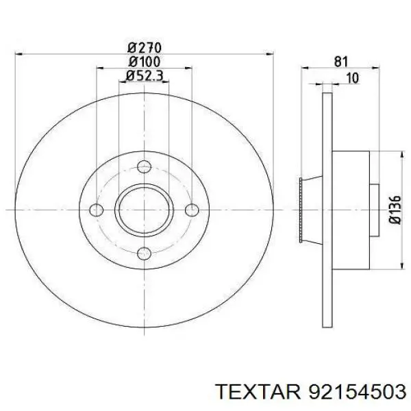 92154503 Textar Disco do freio traseiro