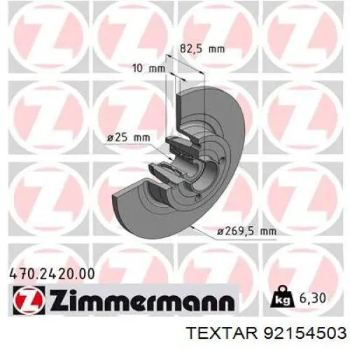 Compre 92154503 Textar Disco do freio traseiro