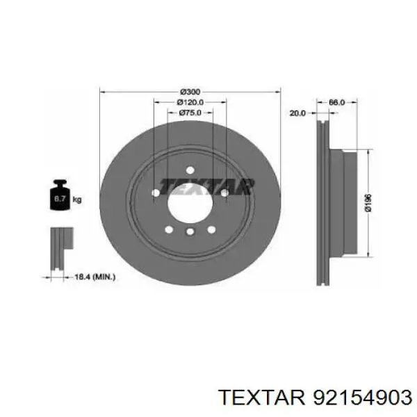 92154903 Textar Disco do freio traseiro
