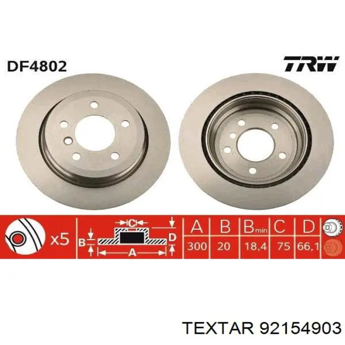 Disco do freio traseiro Textar 92154903 preço, a partir de 47,04 USD