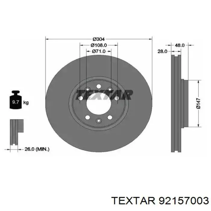 92157003 Textar Disco do freio dianteiro