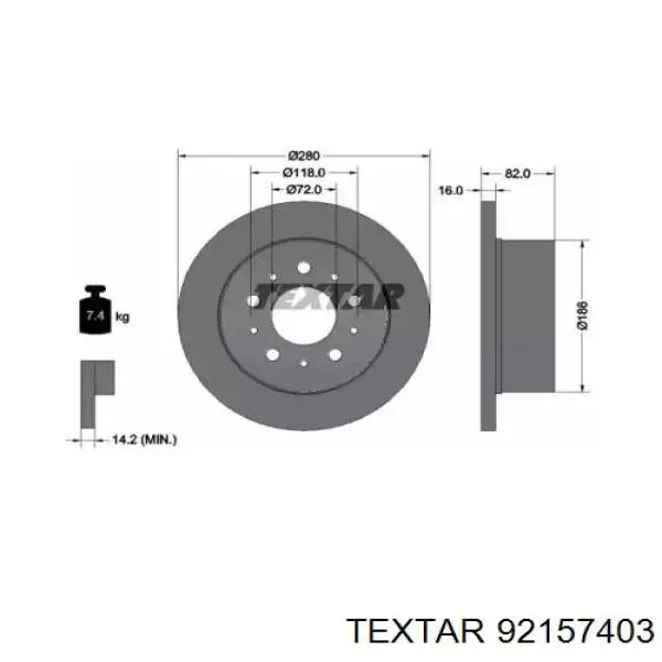 92157403 Textar Disco do freio traseiro