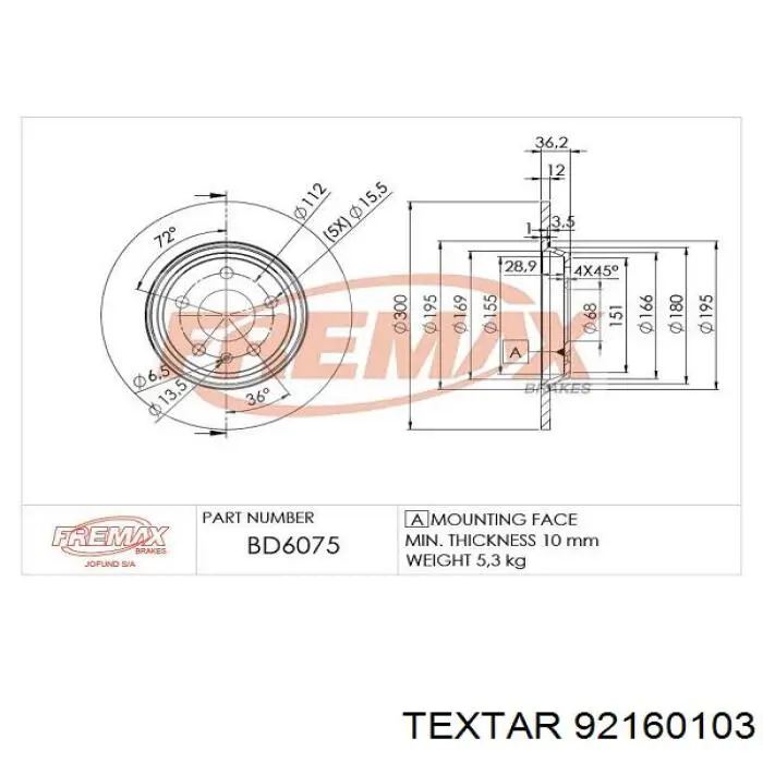 Compre 92160103 Textar Disco do freio traseiro