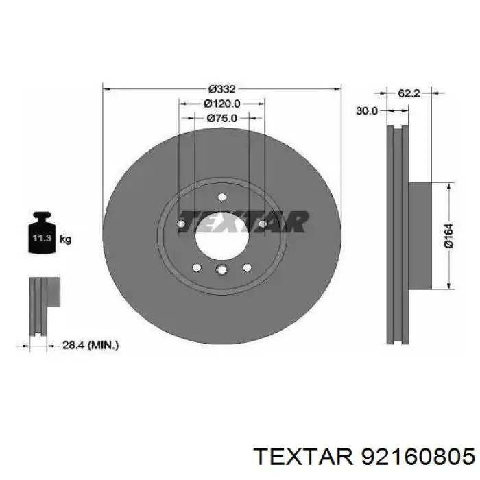 92160805 Textar Disco do freio dianteiro
