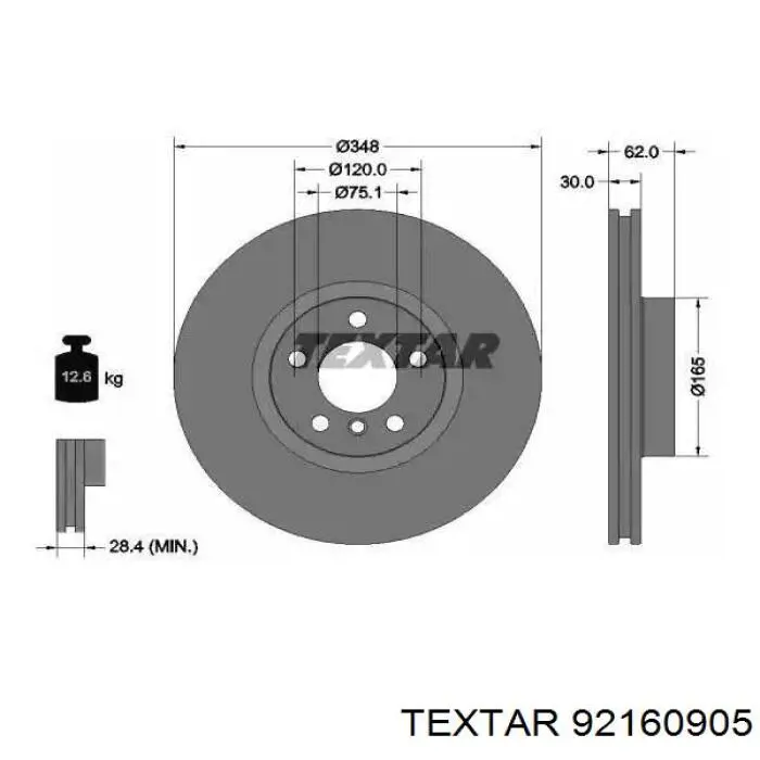 92160905 Textar Disco do freio dianteiro